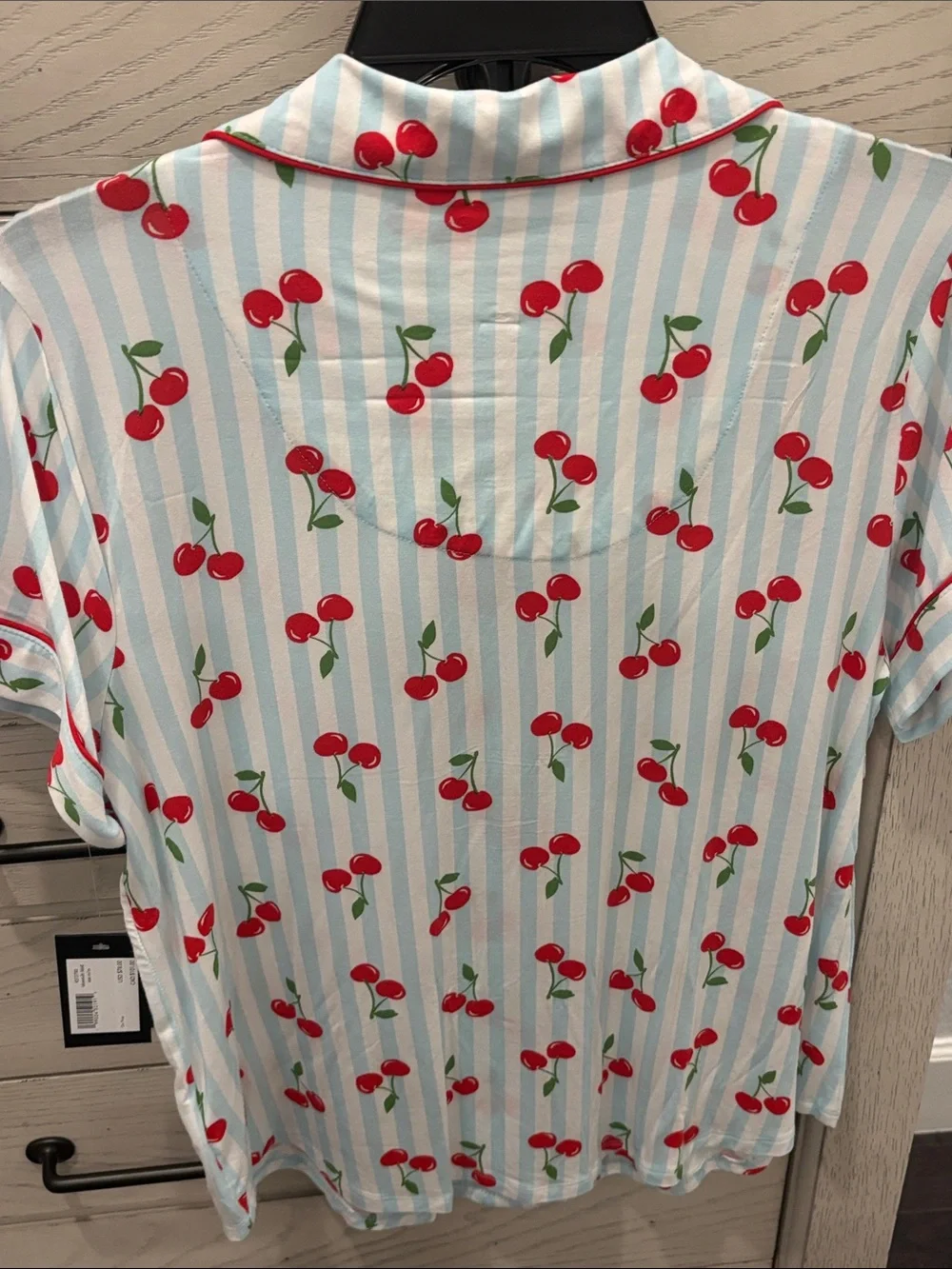 kate spade Cherry Print Short-Sleeve Pajama Set in White and Red